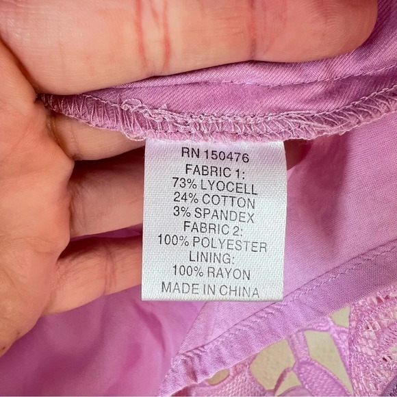 Crosby by Mollie Burch Lavender Floral Lace Top Size Small Mixed Media - Picture 9 of 11